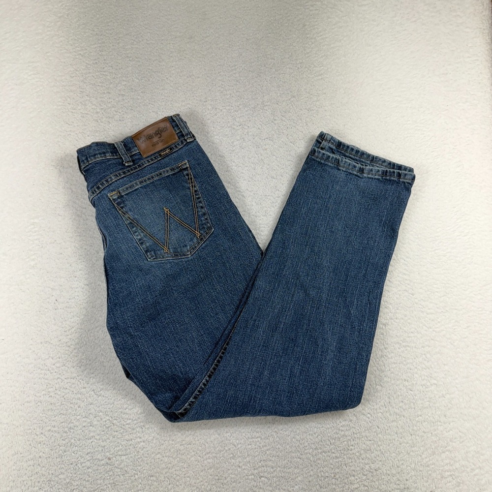 Wrangler Jeans Mens 36x32 (36x31) Blue Relaxed Fit Straight Leg Denim 10MGW15KN